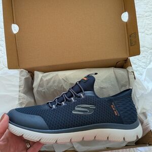 Skechers Men's Navy and White Sneakers